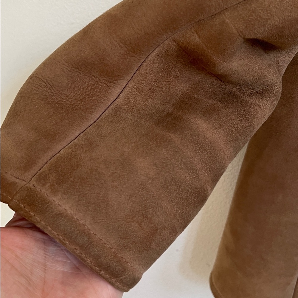 ABERCROMBIE & FITCH Lambskin Suede & Shearling Rancher Jacket Vintage Women's 14 - Picture 13 of 15